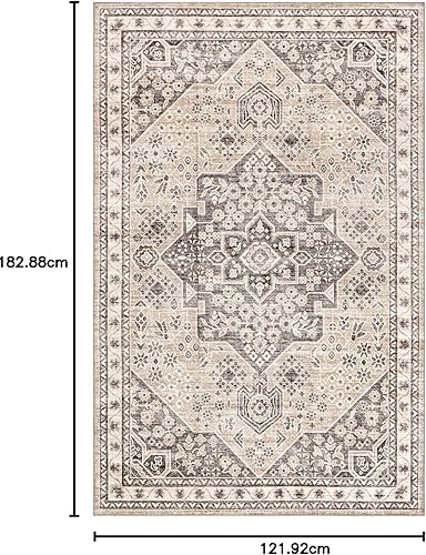 Miniatura 9 de nuLOOM Eira Medallion - Alfombra lavable a máquina, resistente a las manchas, 4x6, gris pardo