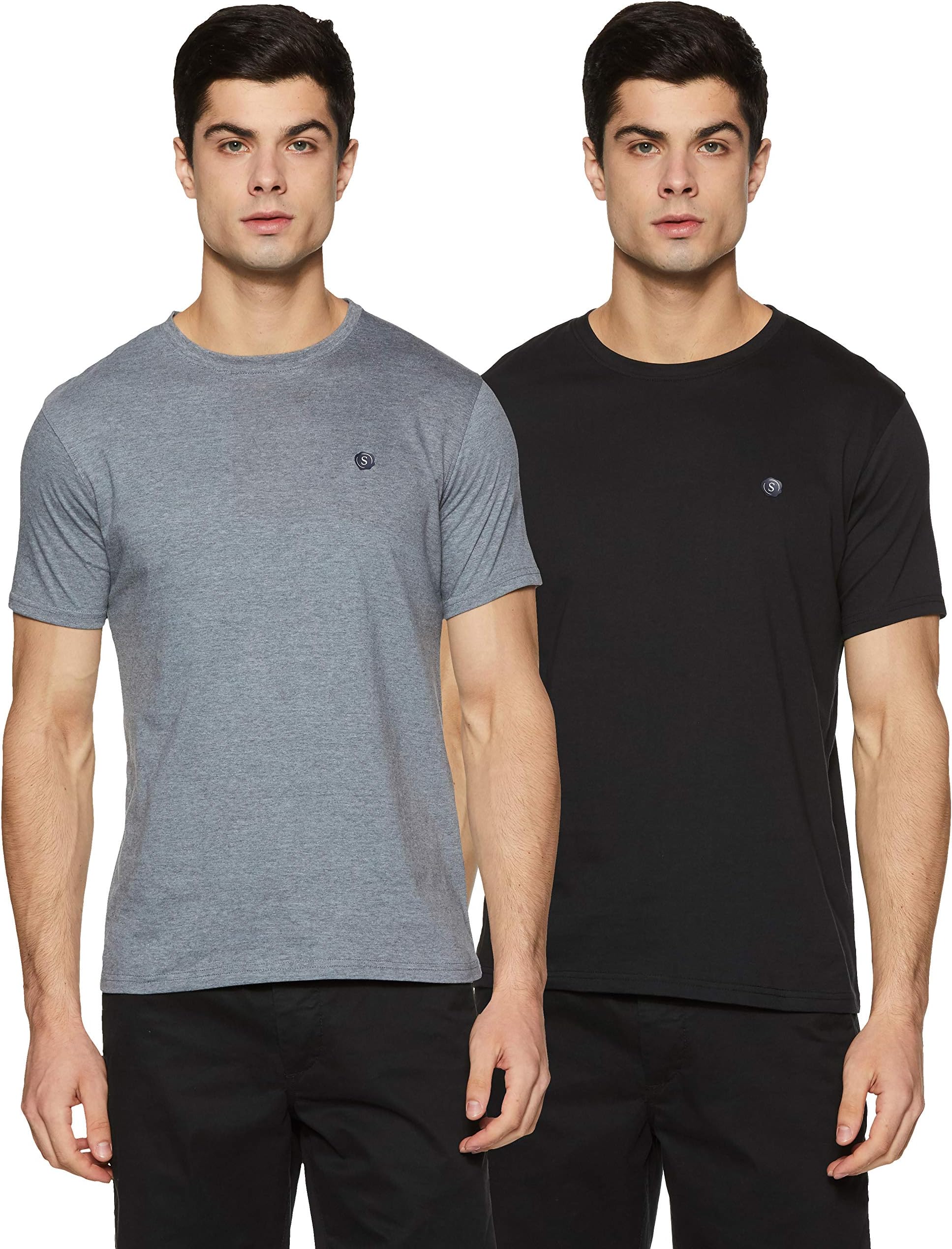 Amazon Brand - SymbolMen's Solid Cotton T Shirt | Round Neck | Half Sleeve | Plain-Regular Fit (Available in Plus Size and Combo Packs)