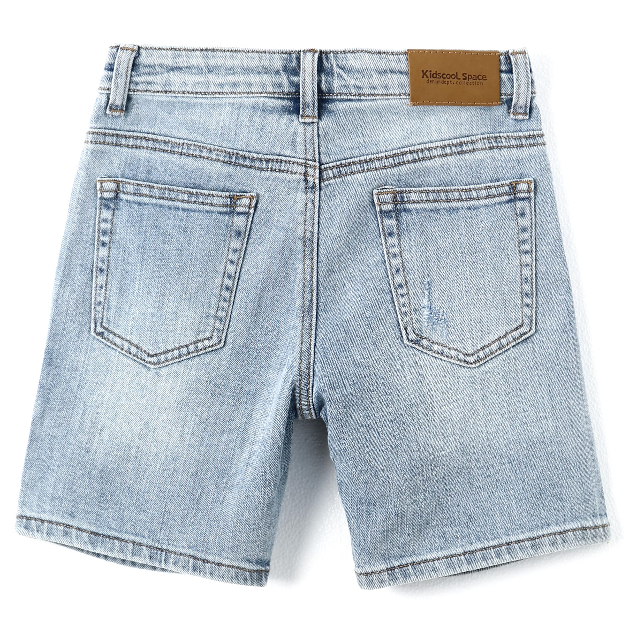 KIDSCOOL SPACE Sommer-Denim-Shorts für Jungen, zerrissene Löcher, weiches Gummiband auf der Innenseite der halben Jeanshose