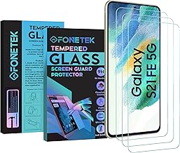 Pack of 3, To Fit Galaxy S21 FE 5G, TEMPERED GLASS Screen Protector LCD Guard Case Cover for Samsung Galaxy S21 FE 5G (6.4")