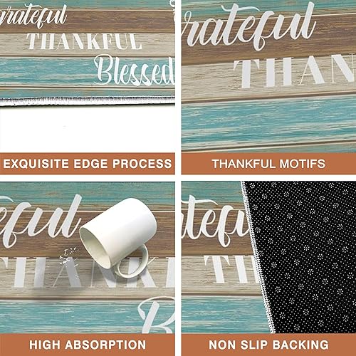 Miniatura 56 de Juego de 2 tapetes de cocina Thankful para cocinar, antideslizantes, impermeables, de pie para cocina, de 17 x 30 + 17 x 47 pulgadas, beige