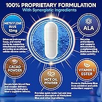 Vista 4 de aSquared Nutrition Methylene Blue Capsules - Pharmaceutical Grade Supplement for Humans - 12mg USP Grade - w/Vitamin C & Cacao Powder - Brain