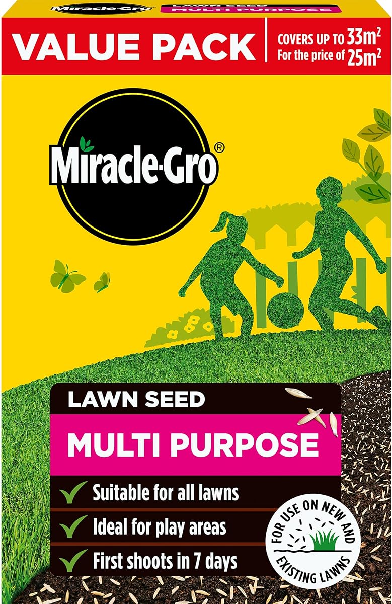 Miracle-Gro Multi Purpose Lawn Seed, Child & Pet Friendly, Coverage 33m2, 1kg Box