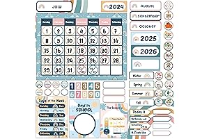 Decorably Classroom Calendar Set: 148Pcs for Teachers and Preschool