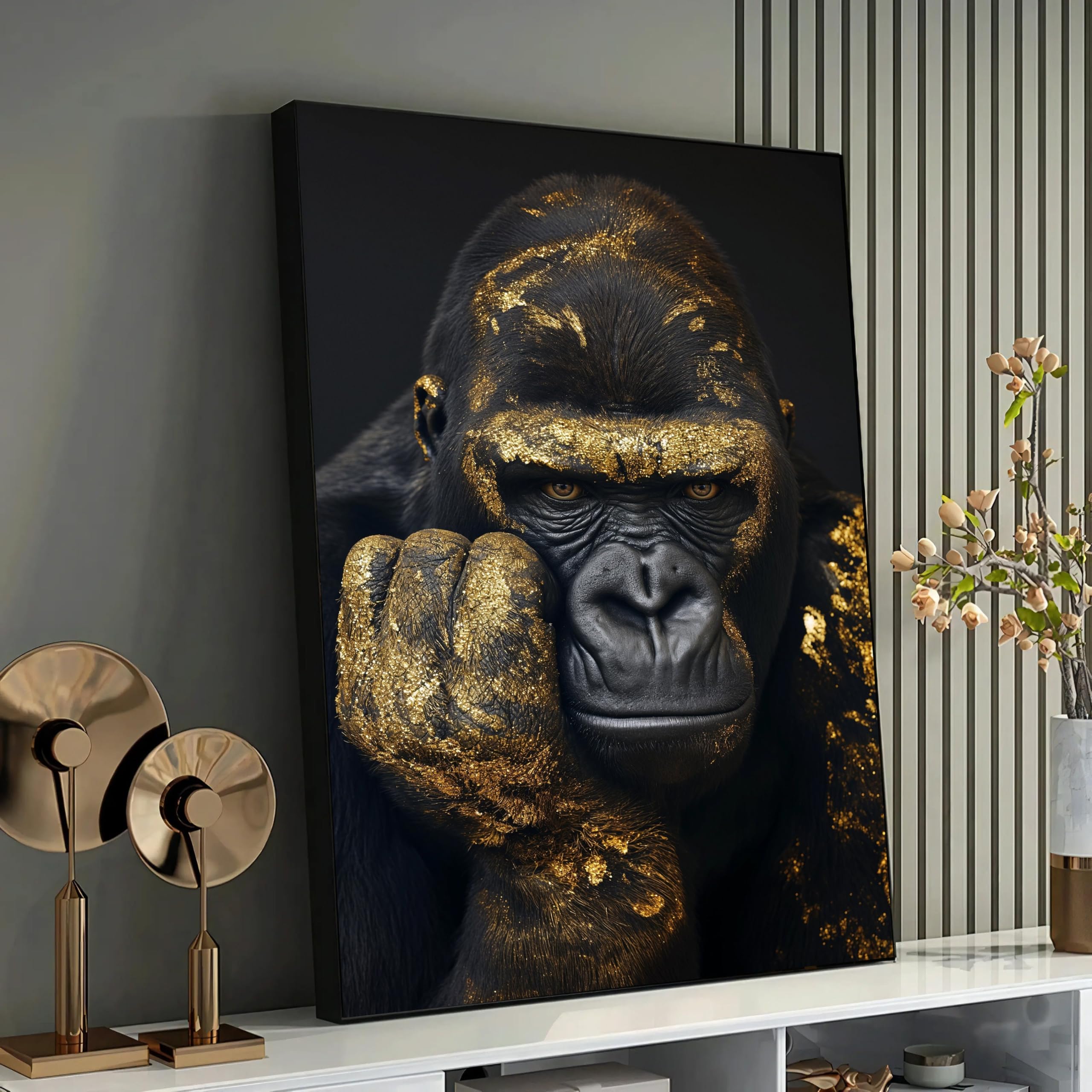 Impression sur toile animalière grand format affiche gorille moderne