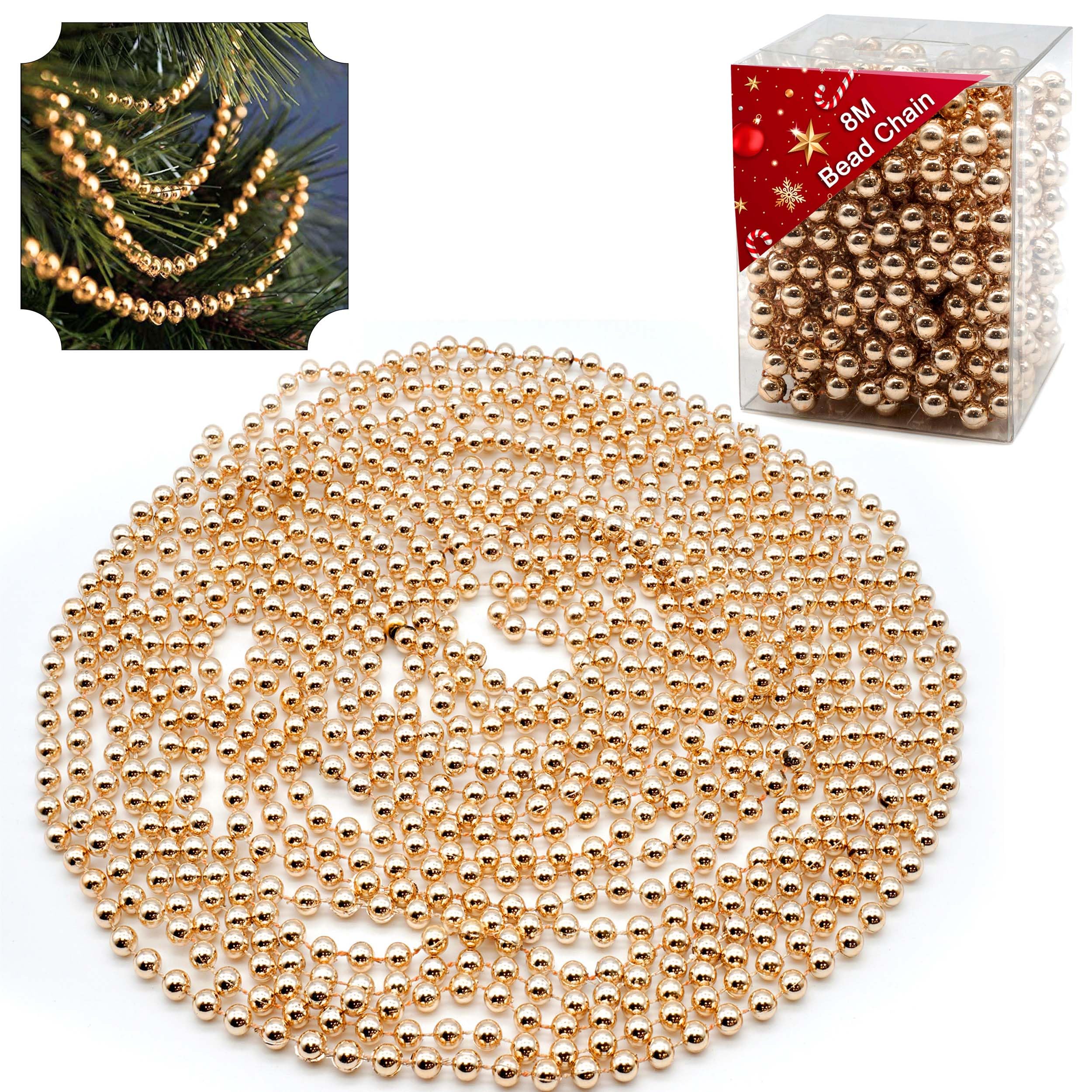 Guirlande Sapin De Noel Blanche Collier De Perles Pour Sapin De Noël - 10 M - Or - Guirlande De Noël - Décoration Pour Mariage Et Bricolage Guirlande Perle Dorée