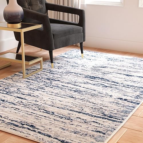 Miniatura 37 de SAFAVIEH Amelia Collection - Alfombra de área de 9 x 12 pies, gris y azul marino, diseño abstracto moderno, no desprende pelusa y de fácil cuidado