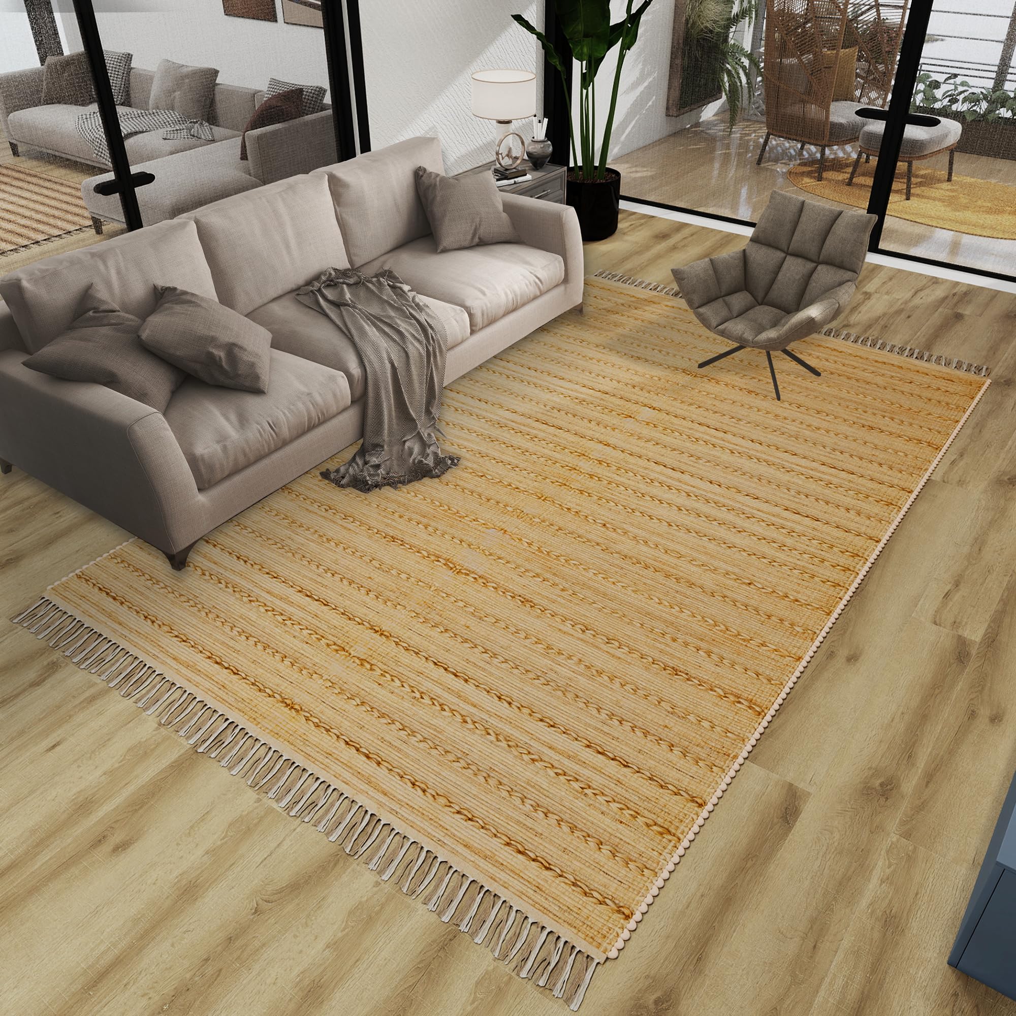 Eco Crave 9x12 Ft Jute Natural Area Rug, Hand Woven Rug for Living Rooms, Kitchen, Bedroom & Dining's Premium Quality Home Decor (0.5 Inch Thickness)