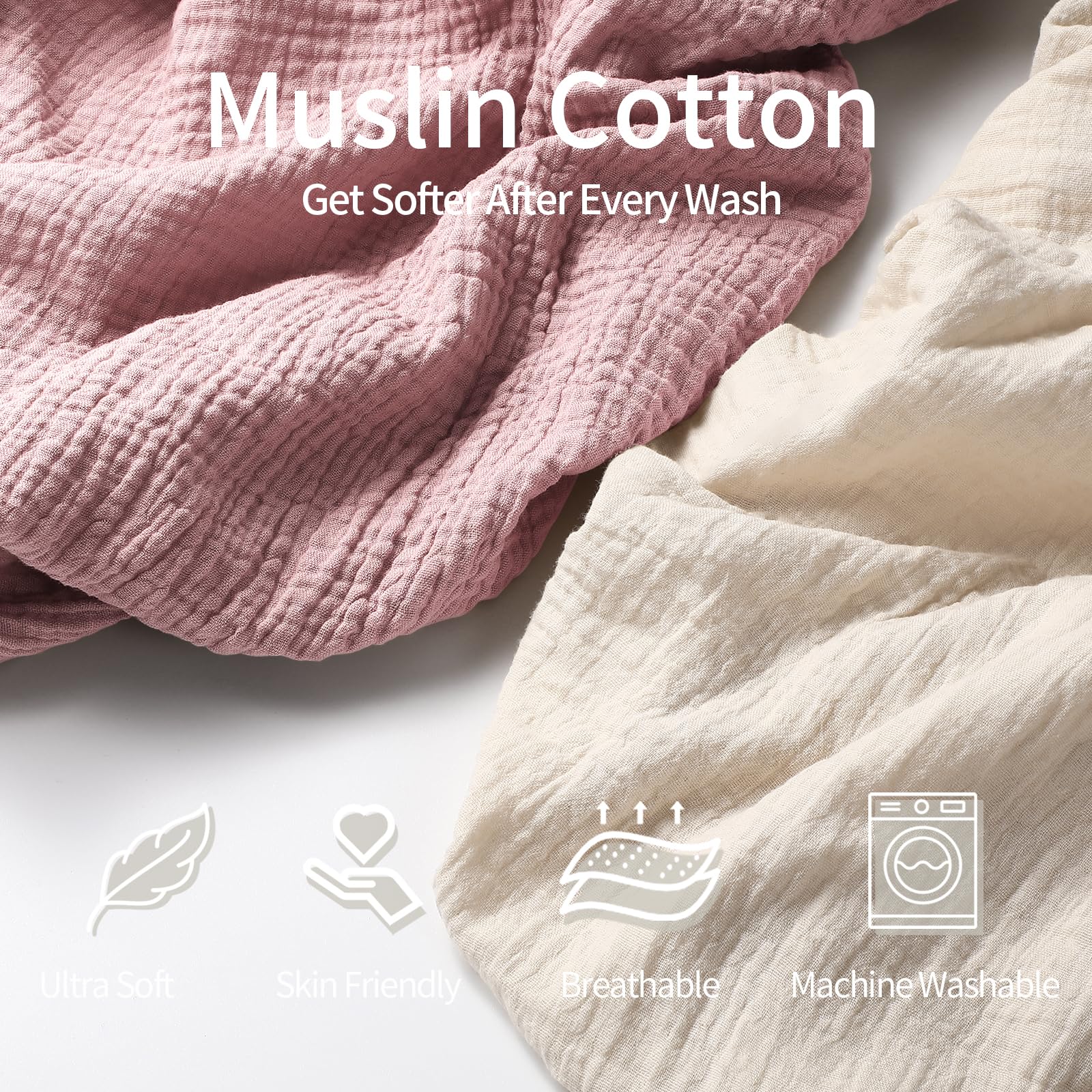 Peepeemax Asciugamani con Cappuccio per Bambini, Asciugamano Neonato in Mussola di Cotone, Asciugamano Morbido e Assorbente con Cappuccio per Bambini da 0 a 18 mesi, 76 x 76 cm, 2 Pezzi (Rosa)