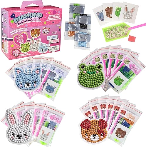 Pet Buddies - Kits de pintura de diamantes (24 quilates), bolsa de regalos perfecta para fiestas de cumpleaños de niños, cada uno incluye