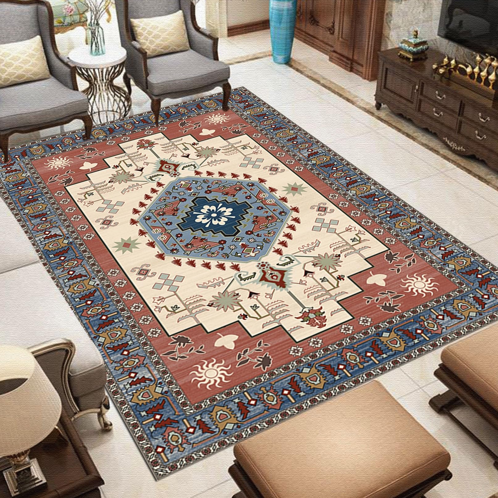 Tapis de couloir long lavable en machine 90x300 anti tache maison