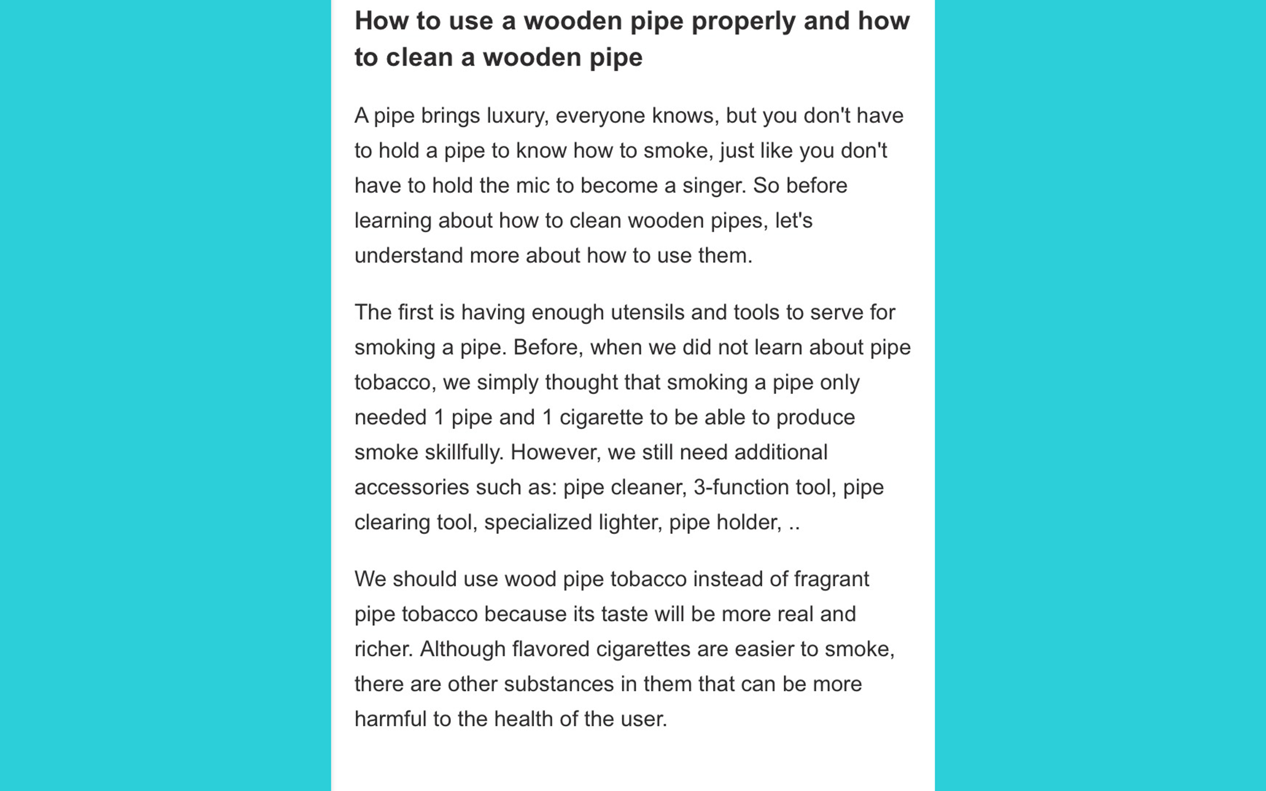 HOW TO USE A WOODEN PIPE PROPERLY AND HOW TO CLEAN A WOODEN PIPE GUIDE App on Amazon Appstore