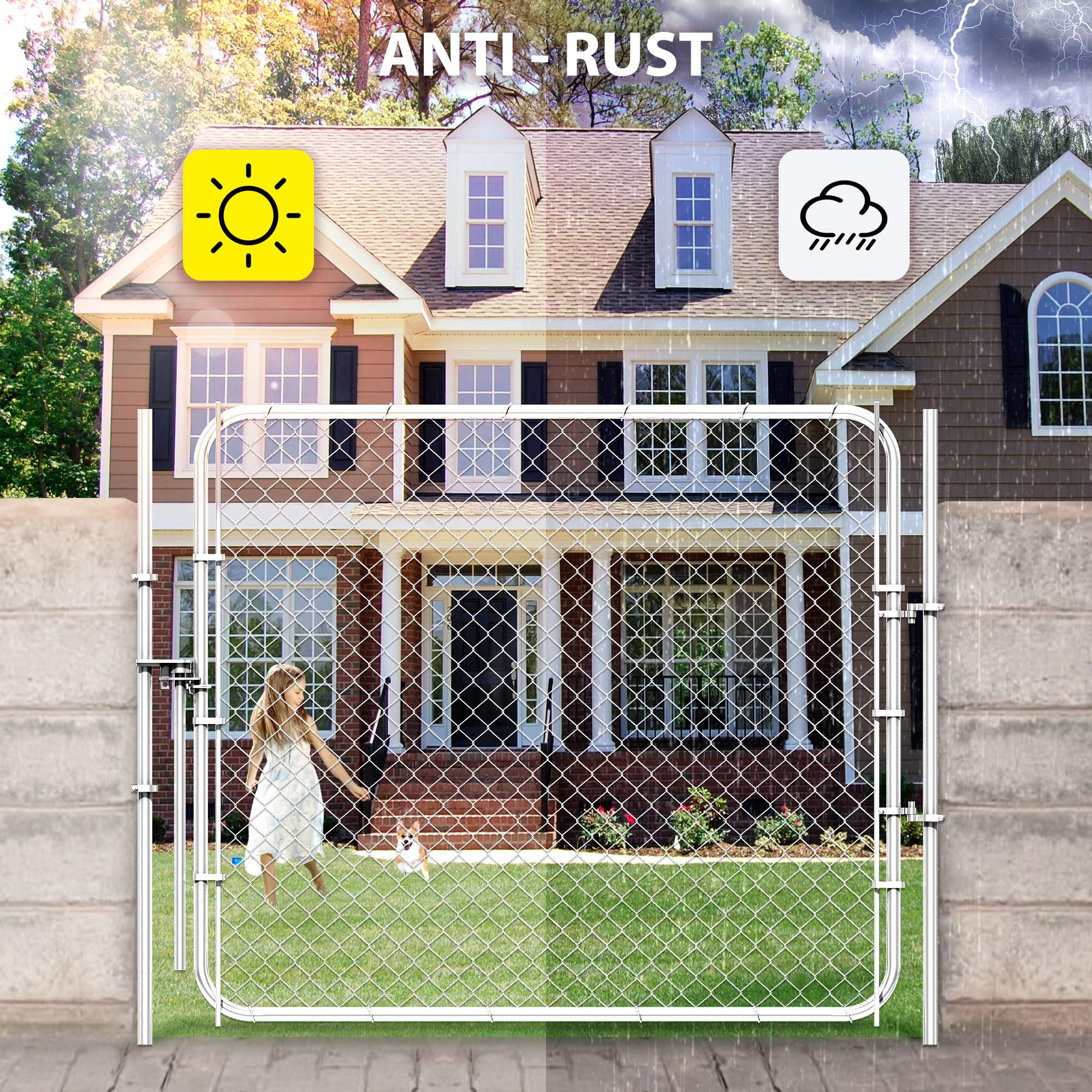 Chain Link Fence Panels HITTITE Adjustable Chain Link Fence Gate Kit, PVC  Coated Anti-Rust... Cheap Driveway Gates