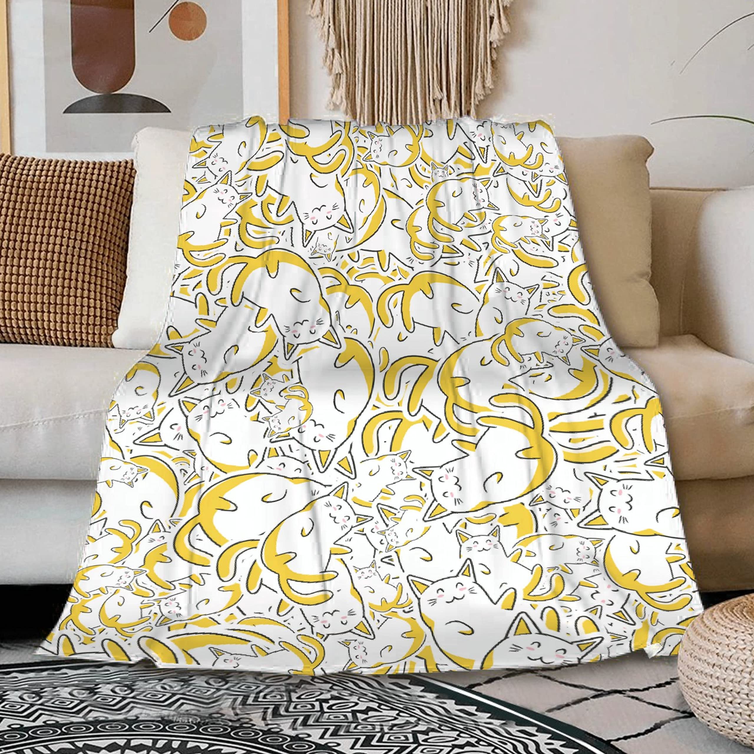 ZOCHOTEN Cat Flannel Throw Blanket Soft Comfortable Easy to Carry for Couch Office Outdoor Travel Suitable for Four Seasons 30