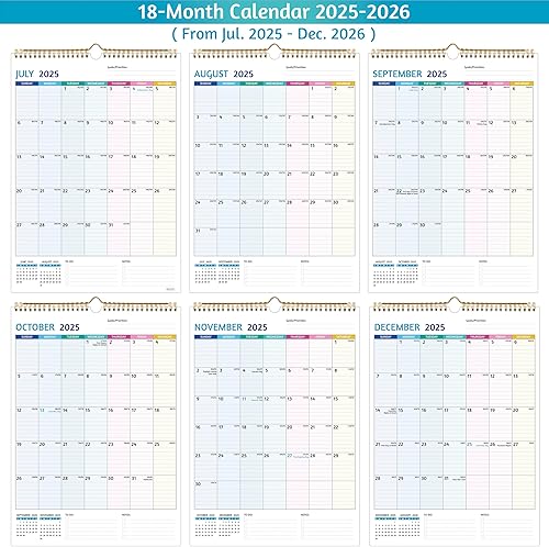 Vista 4 de Wall Calendar 2025-2026 – Calendar 2025-2026 Wall, 18 Monthly Calendar, Jul 2025 - Dec 2026, 12 x 17 In, 2025 Calendar with Large Blocks, Thick