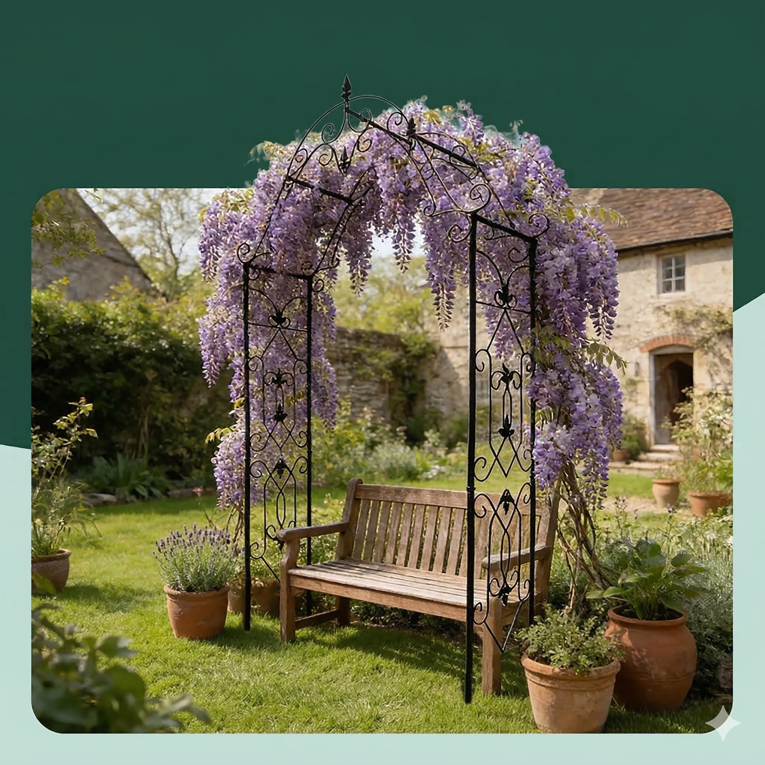 Relaxdays Arche pour rosiers en métal, HxLxP 250 x 130 x 40 cm, Solide pour Plantes grimpantes, Noir