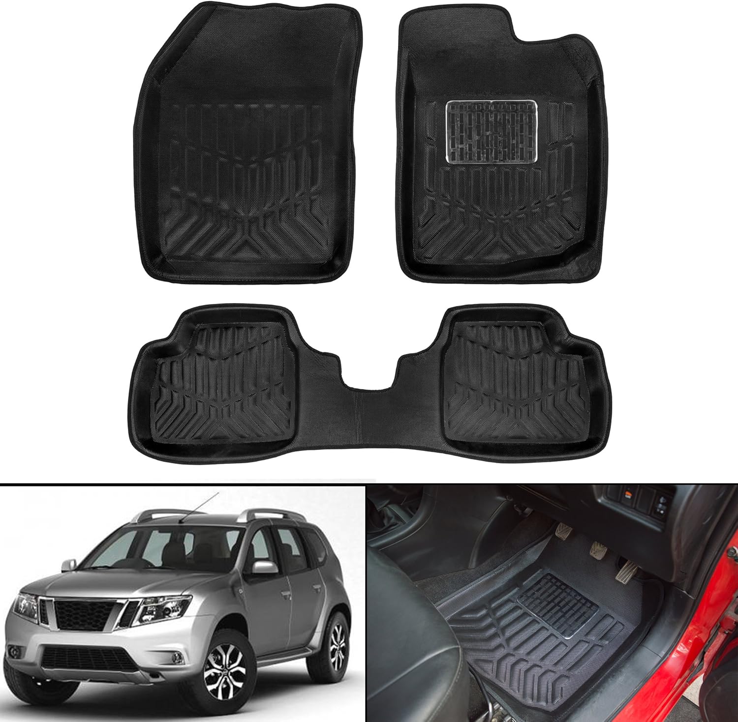 Autofy 3D Carbon Polymer Car Floor Mat/Floor Carpet/Floor