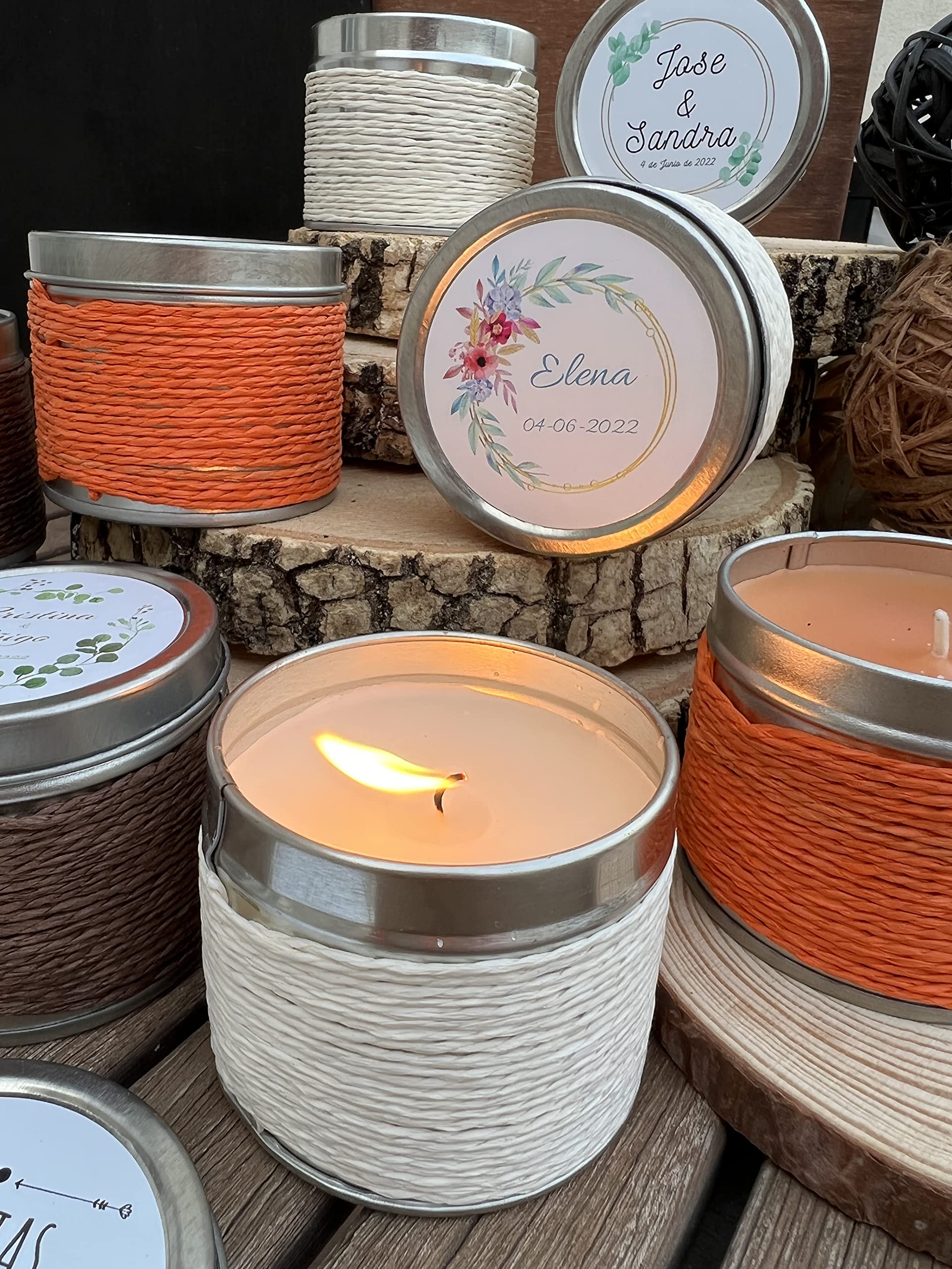 Uvimark - Detalles de boda, comunión, bautizo - Set de 12 velas aromáticas personalizadas - Velas personalizadas
