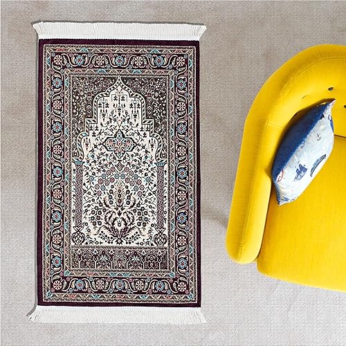 Miniatura 2 de moonlike Alfombra de oración turca, alfombra de oración morada, alfombra de oración de viaje, alfombra de oración portátil musulmana, alfombra de