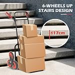 DURHAND 6-Wheels Stair Climber Hand Truck, Dolly Heavy Duty Folding Steel Load Cart with Adjustable Telescoping Handle for Moving, Luggage, 264lbs Capacity, Black and Red