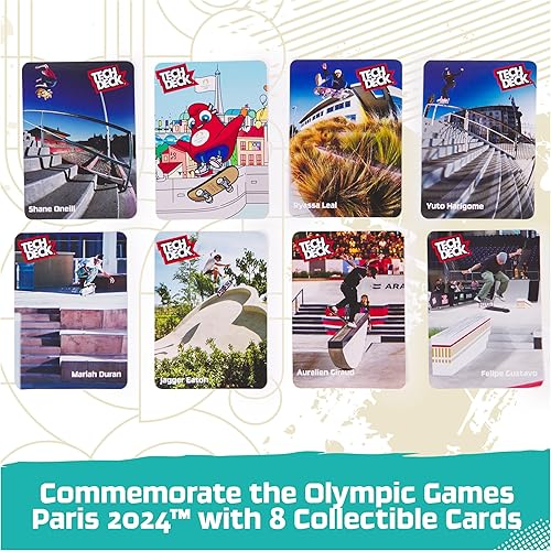 Miniatura 5 de Tech Deck, Competition Legends - Paquete de 8 diapasones con tarjetas coleccionables, Olympic Games Paris 2024, mini patinetas personalizables,