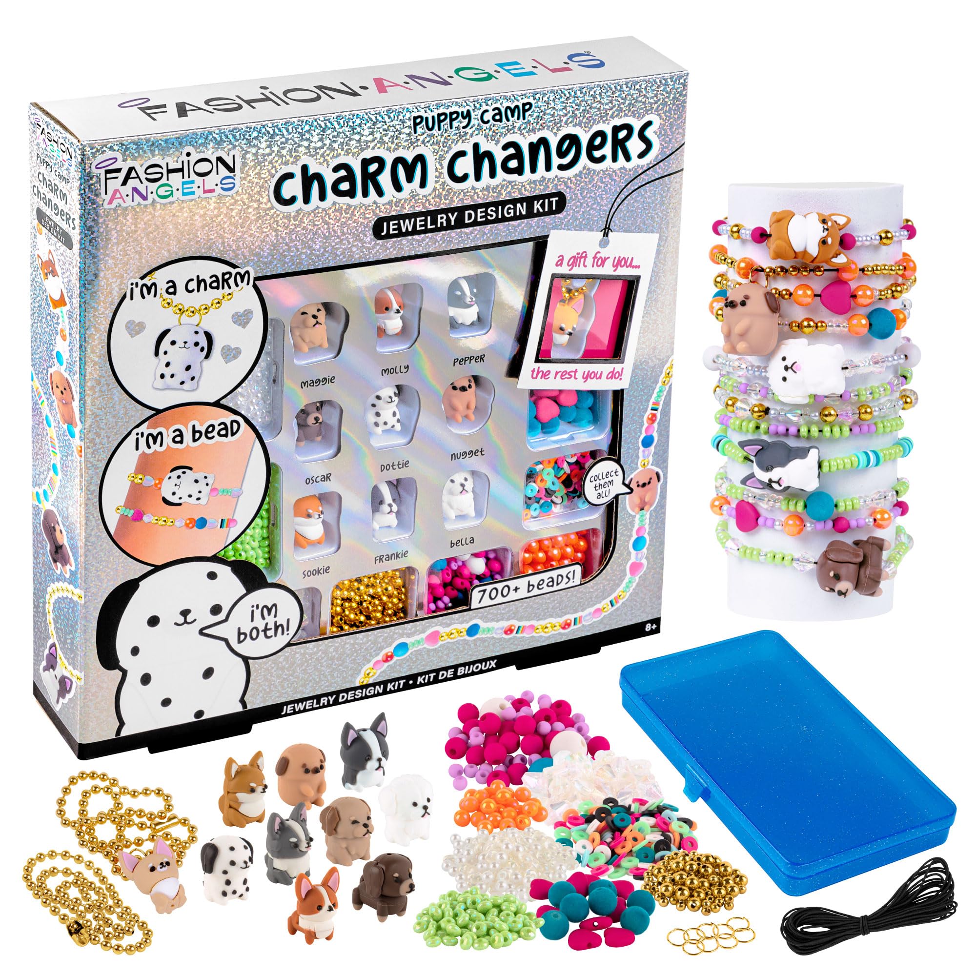 FASHION ANGELS Charm Changers Puppy Camp Jewelry Design Kit, Includes Adorable Puppy Charms & Over 700 Beads, Fun Custom Jewelry Craft Activity for Kids