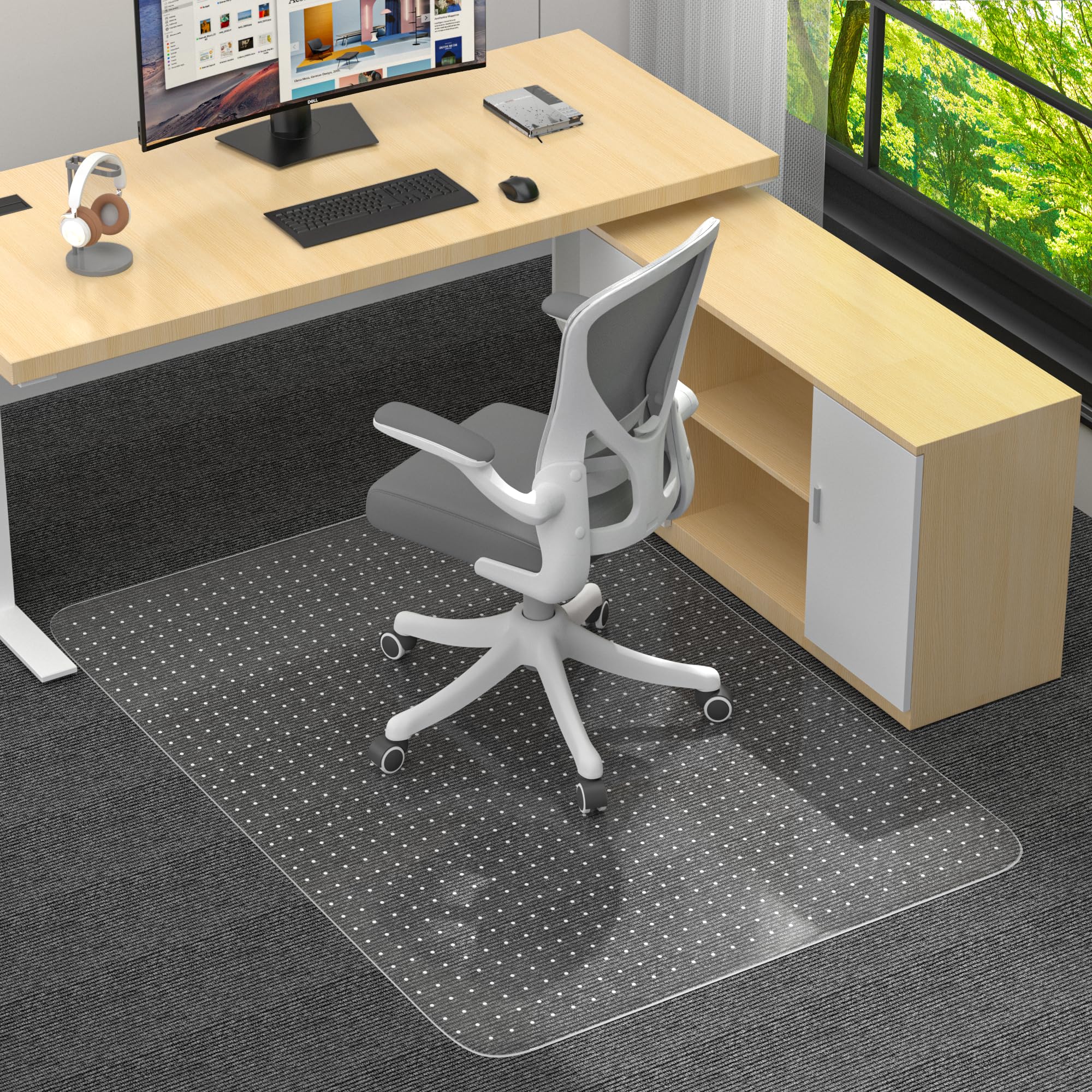 Office Chair Mat for Low Pile Carpet with Lip 36 x 48 Clear Heavy Duty Plastic Floor Protector