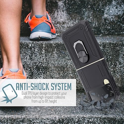 Miniatura 6 de Compatible con Galaxy Z Flip 3 Ring Case, funda magnética para teléfono de alta calidad, fina protección completa, policarbonato duro con agarre