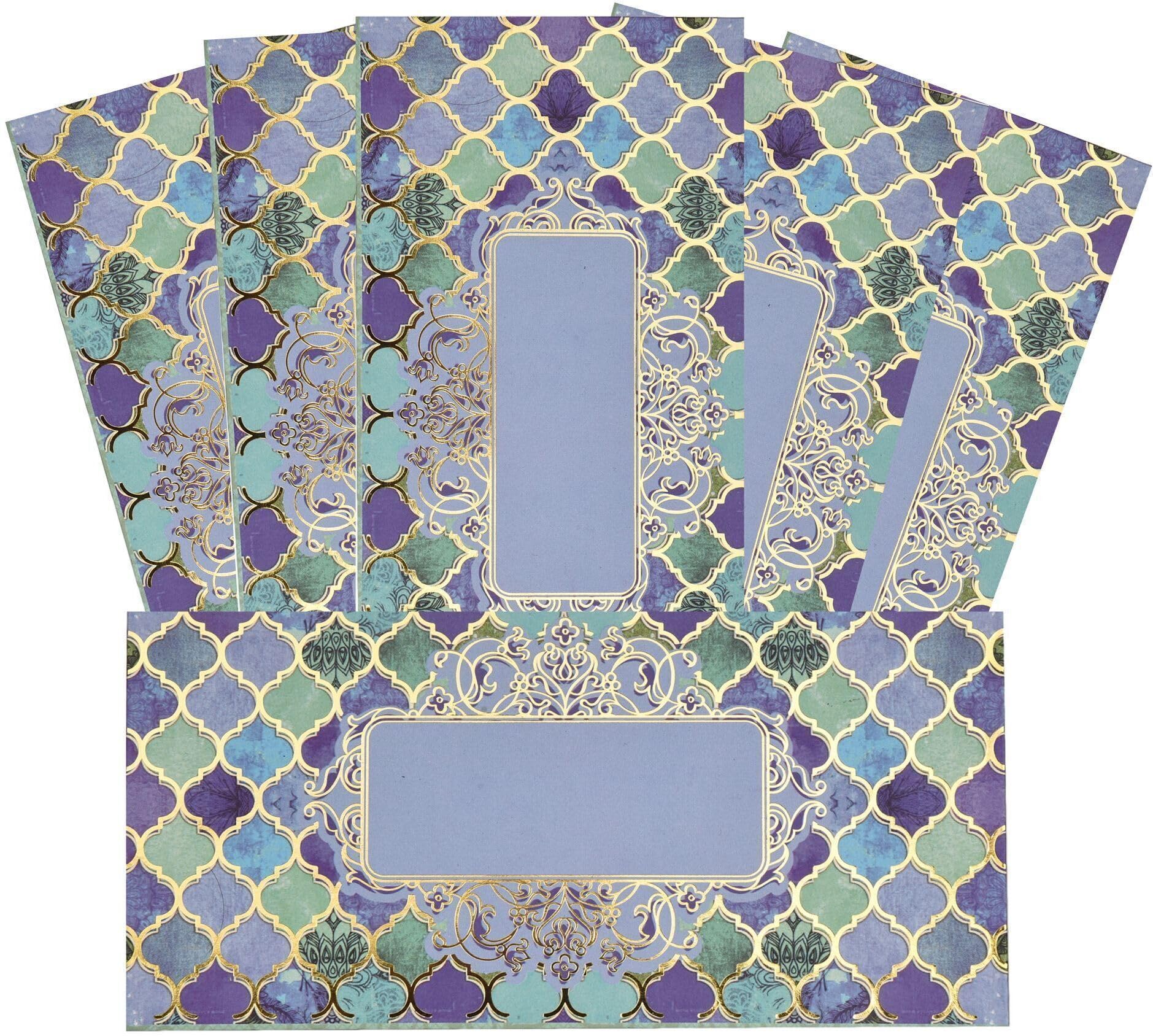 Fonsie Blue pattern cash envelopes pack of 10 for gifting money on wedding gift, baby shower gift, shagun, family gatherings with name space.