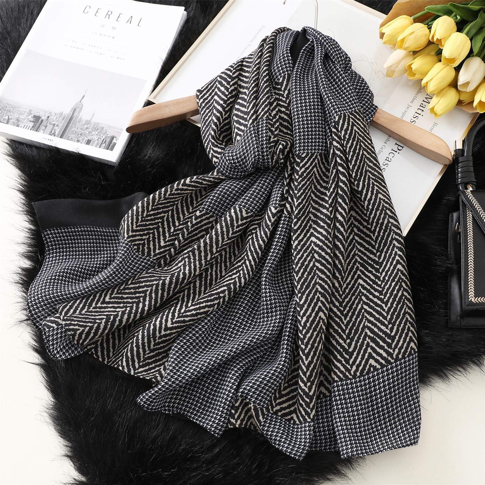 RWRAPS Sciarpa a Quadri in Cotone Caldo Scialli e Stole da Donna Sciarpe Alte da Viaggio da Donna Collo Invernale (Colore : B) (A)