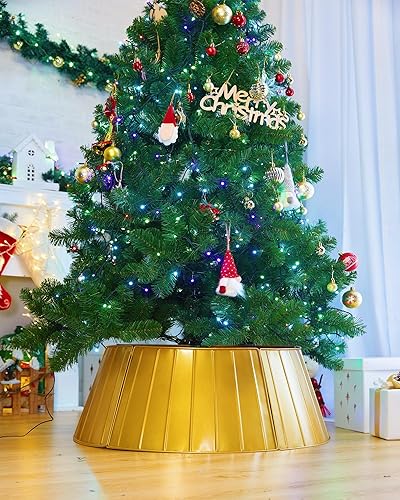 Miniatura 2 de Collar de árbol de Navidad, anillo de árbol de Navidad de 28 pulgadas, 5 paneles de metal duradero para árbol de Navidad, base de soporte,