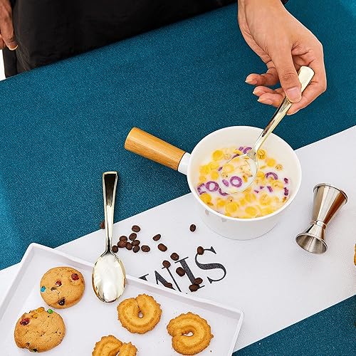 Miniatura 3 de N9R 72 cucharas de plástico doradas, sólidas, duraderas, resistentes, cubiertos de plástico dorado desechables para fiestas, bodas y cenas