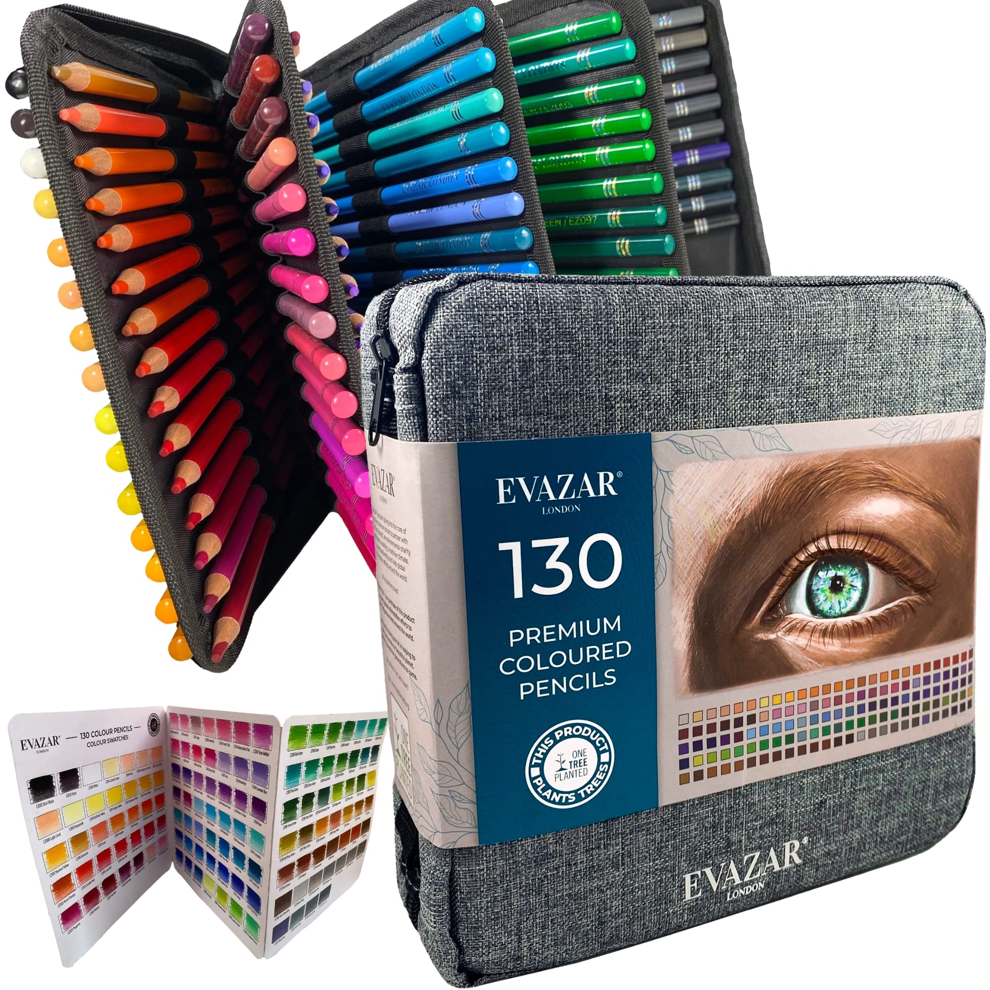 Buy EVAZAR London colouring pencils, 130 coloured pencils in sturdy