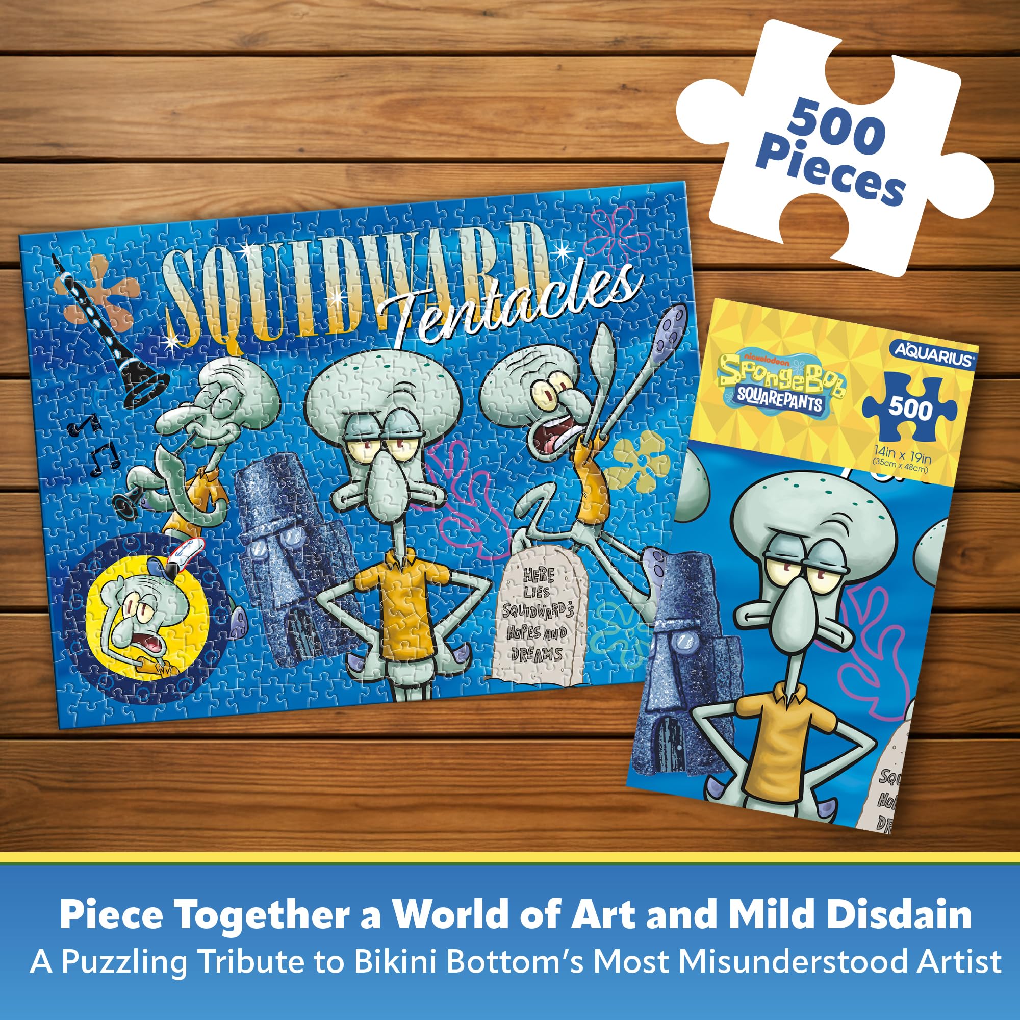 AQUARIUS Spongebob Squidward 500 Teile Puzzle - Offizielles Nickelodeon-Lizenz-Puzzle, 35,6 x 48,3 cm, vertikale Box, inklusive Referenzposter, Puzzle für Kinder, Jugendliche und Erwachsene