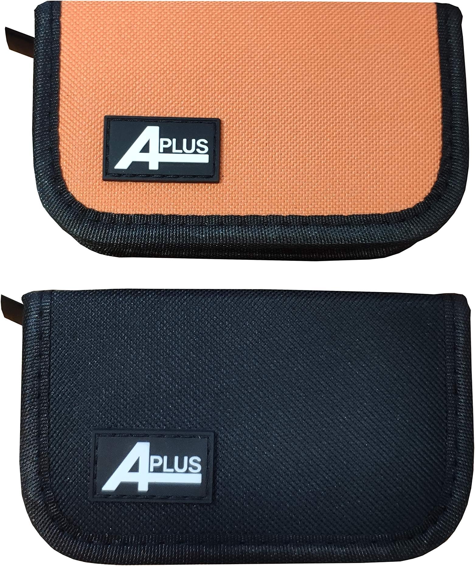 2 Packs of Aplus Carrying Case Wallet Holder Storage Bag for JUUL Vape, Pods and Charger (1 Black and 1 Orange)