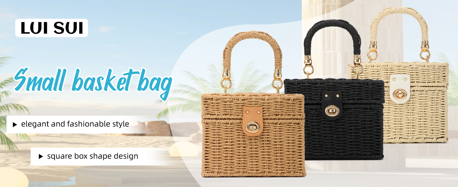 Bolso cuadrado pequeño tejido a mano de paja para mujer miniatura 7