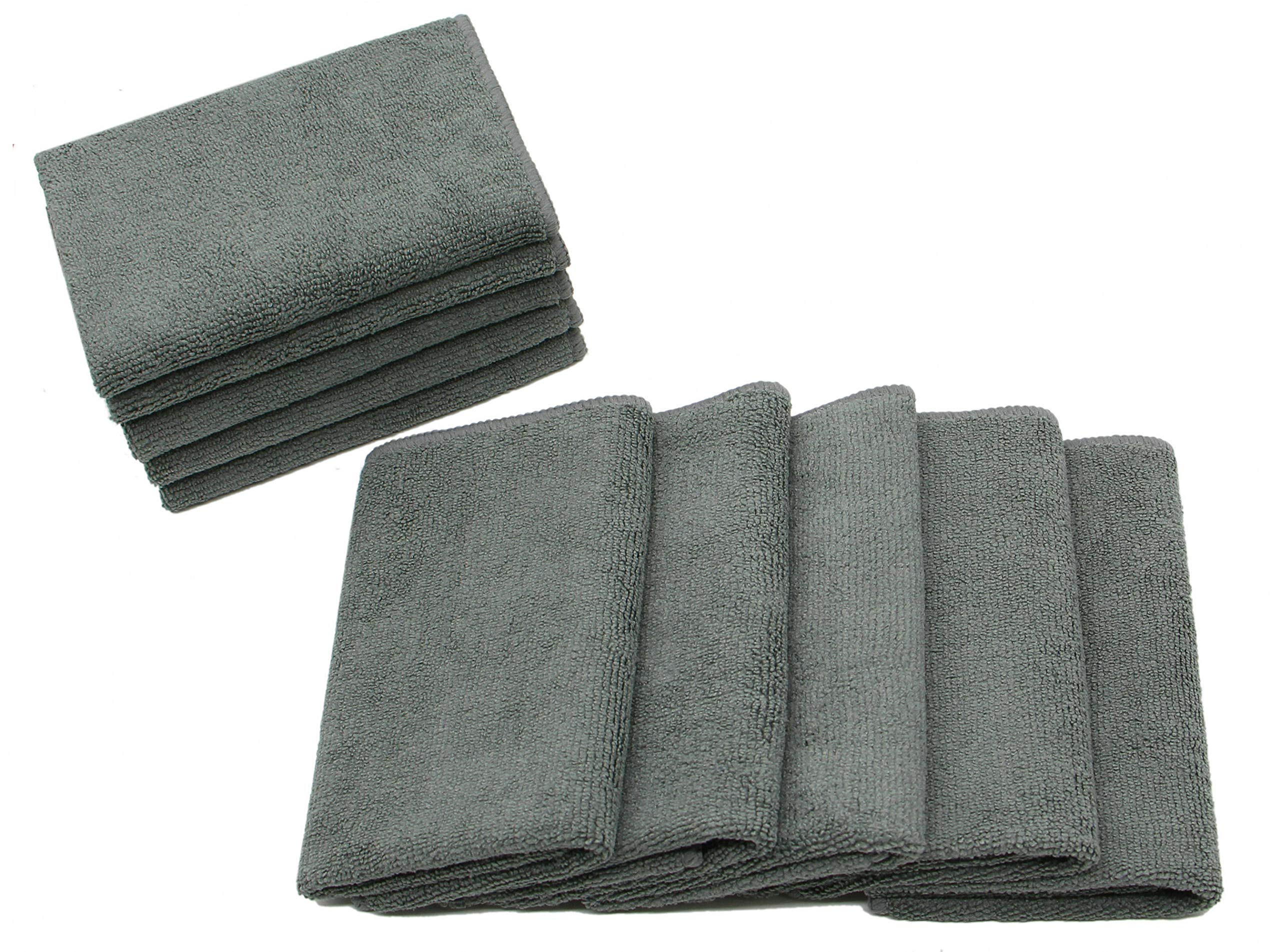 Paños de Microfibra Ultra absorbentes para Lavar Platos, paño de Limpieza de Secado rápido, 12 x 12 Pulgadas, Paquete de 10 Unidades, Color Gris
