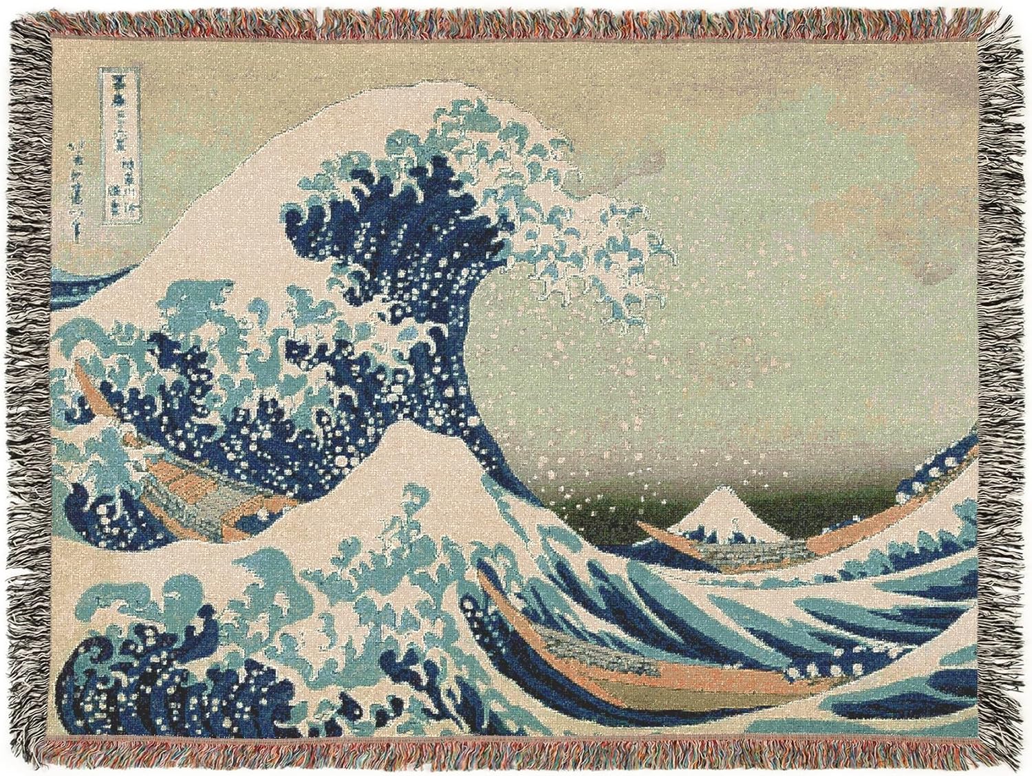 FLOATING WORLD 'The Great Wave Off Kanagawa' by Katsushika Hokusai Woven Blanket, Japanese Woodblock Prints, Ukiyo-e Art, Home Decor