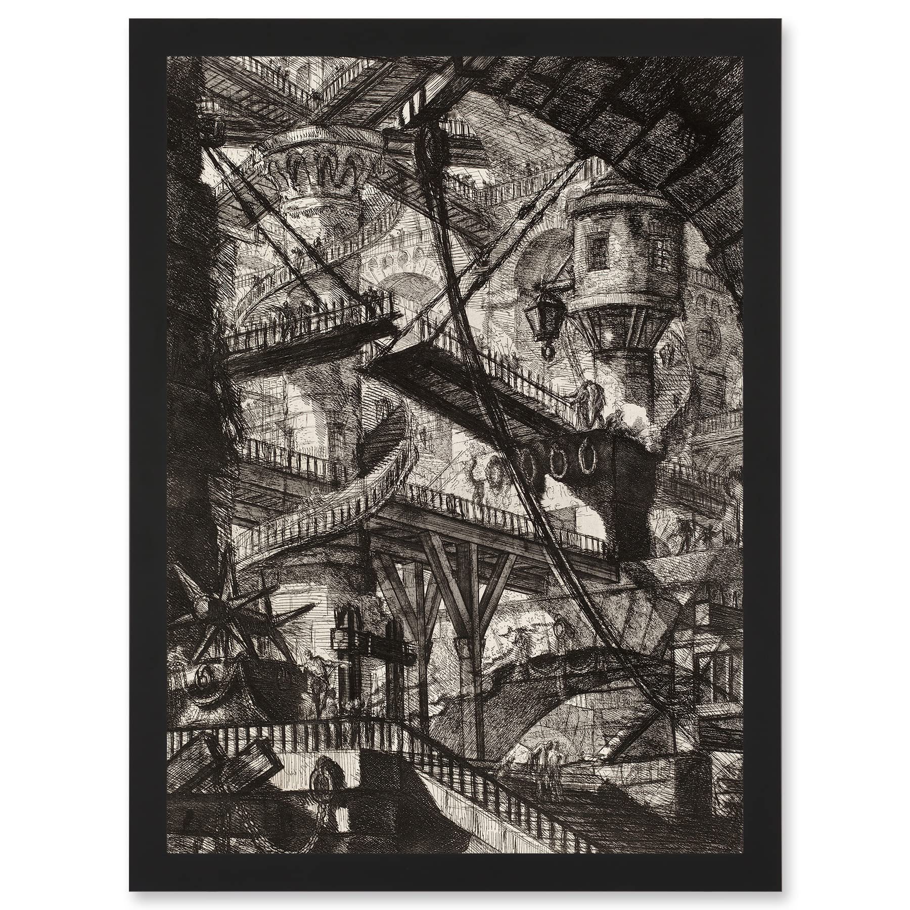 Artery8 Giovanni Battista Piranesi Drawbridge Plate 7 Etching Artwork Framed Wall Art Print A4
