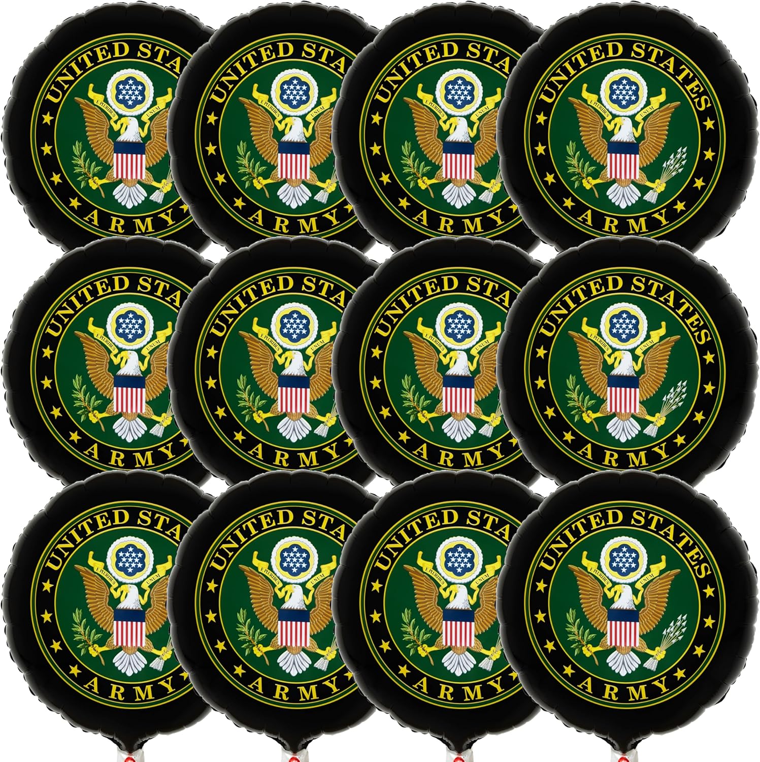 Club Pack US Army Printed 18in Mylar Balloon Box of 12