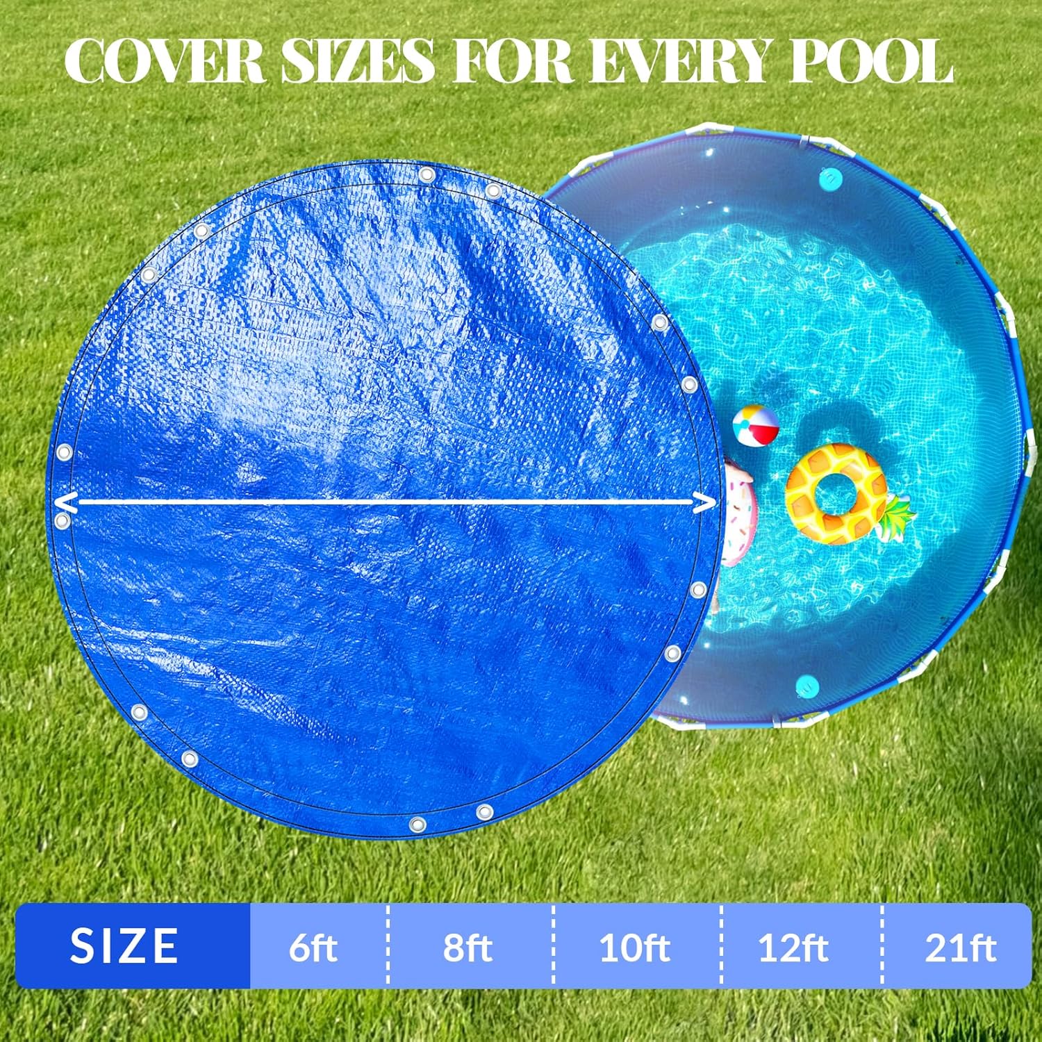 Round Winter Pool Cover Waterproof Anti-Puncture Above Ground Pool Cover Swimming Pool Cover with Winch & Cable Keeps Out Debris, Cold and UV Resistant Pet House Tent Under The tarp (10FT)
