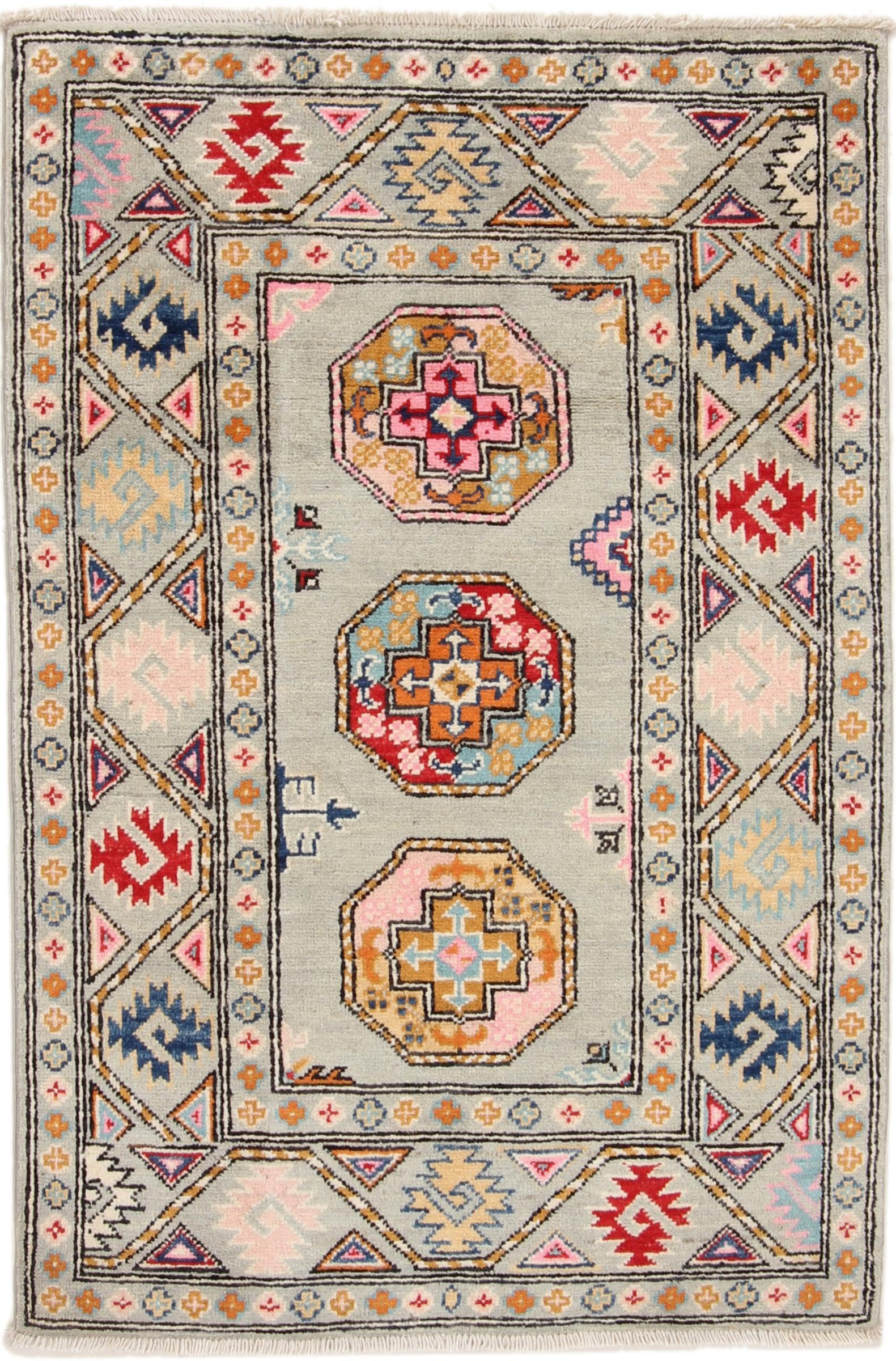 Tapis Kazak noué main en laine 79x120 | L'excellence de l'artisanat d'Orient