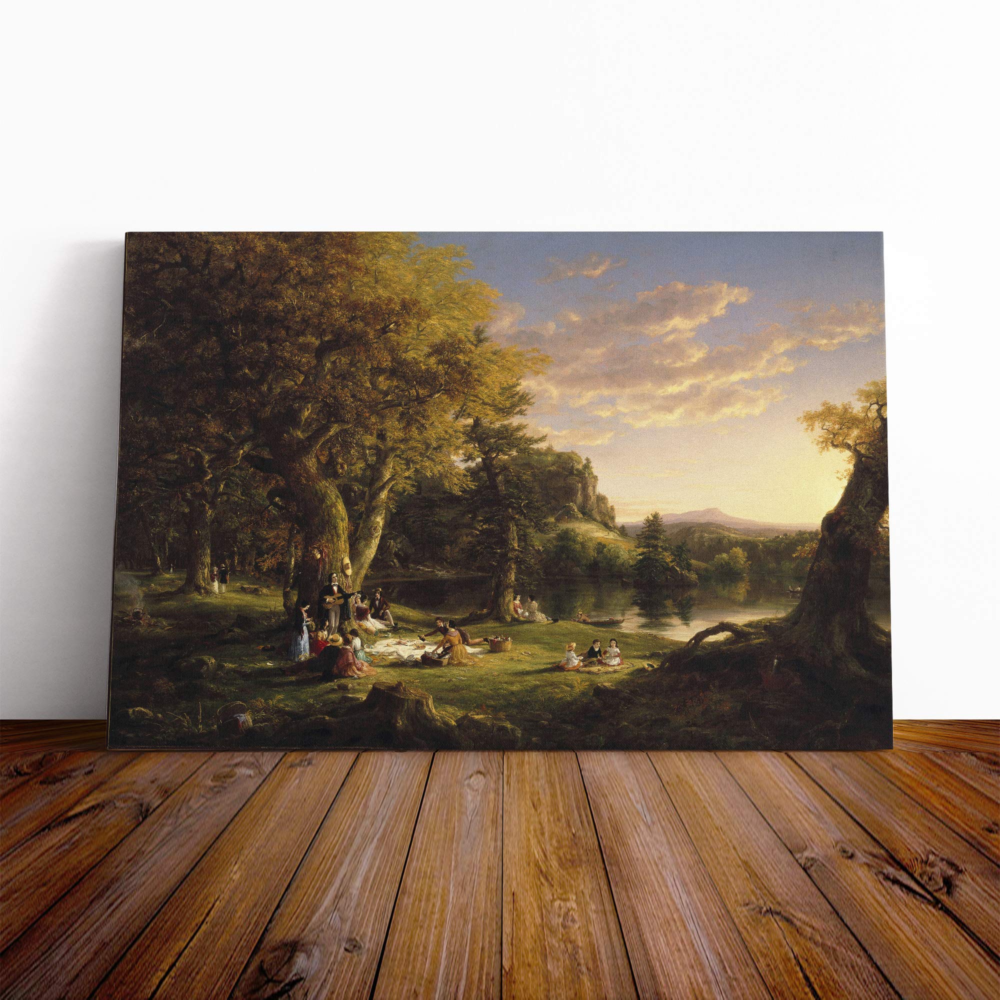 Thomas Cole The Pic Nic Canvas Print | Gallery Wrapped 30mm Frame Wall Art | 30x20 inches | Ready to Hang | Modern Picture | Living Room Bedroom Lounge Office