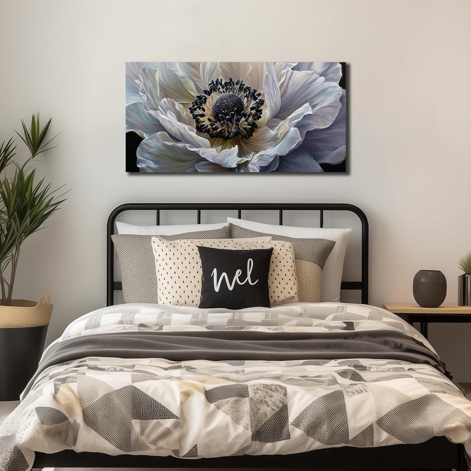 Flower Pictures Wall Decor for Living Room Black and White Wall Art for Bedroom Modern Wall Art for Office 20 x 40 Inch