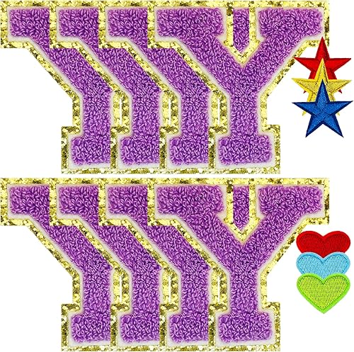 Miniatura 72 de Jongdari Letras termo-adhesivas para ropa, parche de letras de felpilla con brillantina del alfabeto, apliques para coser con adhesivo planchado, 8