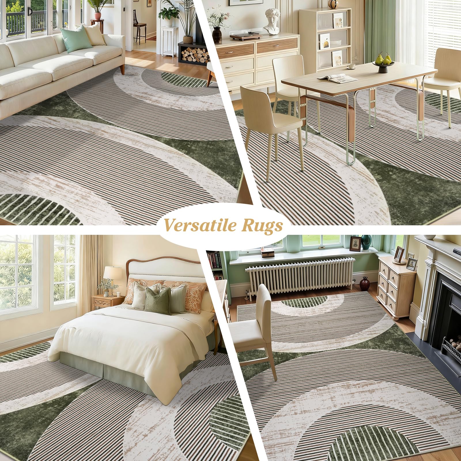 Homcomodar Tappeti lavabili Soggiorno Moderni tappeti geometrici per la camera da letto-120x170cm