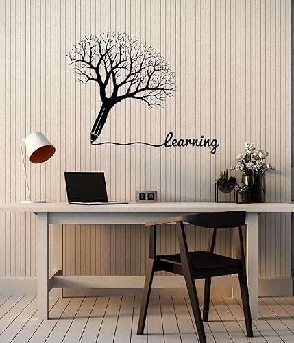 Miniatura 1 de Vinilo adhesivo para pared, diseño de árbol de estudio, estudio, para habitación de adolescentes, decoración grande (g7590), color negro