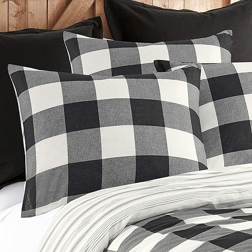 Miniatura 3 de Levtex Camden - Juego de funda de edredón (89.8 x 92.1in) + 2 fundas de almohada estándar (26.0 x 19.7in), diseño de búfalo en negro y crema