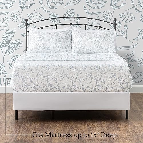 Miniatura 4 de Chanasya Juego de sábanas individuales de 4 piezas con estampado floral de alta calidad, 1 sábana encimera, 1 sábana bajera y 1 funda de almohada,