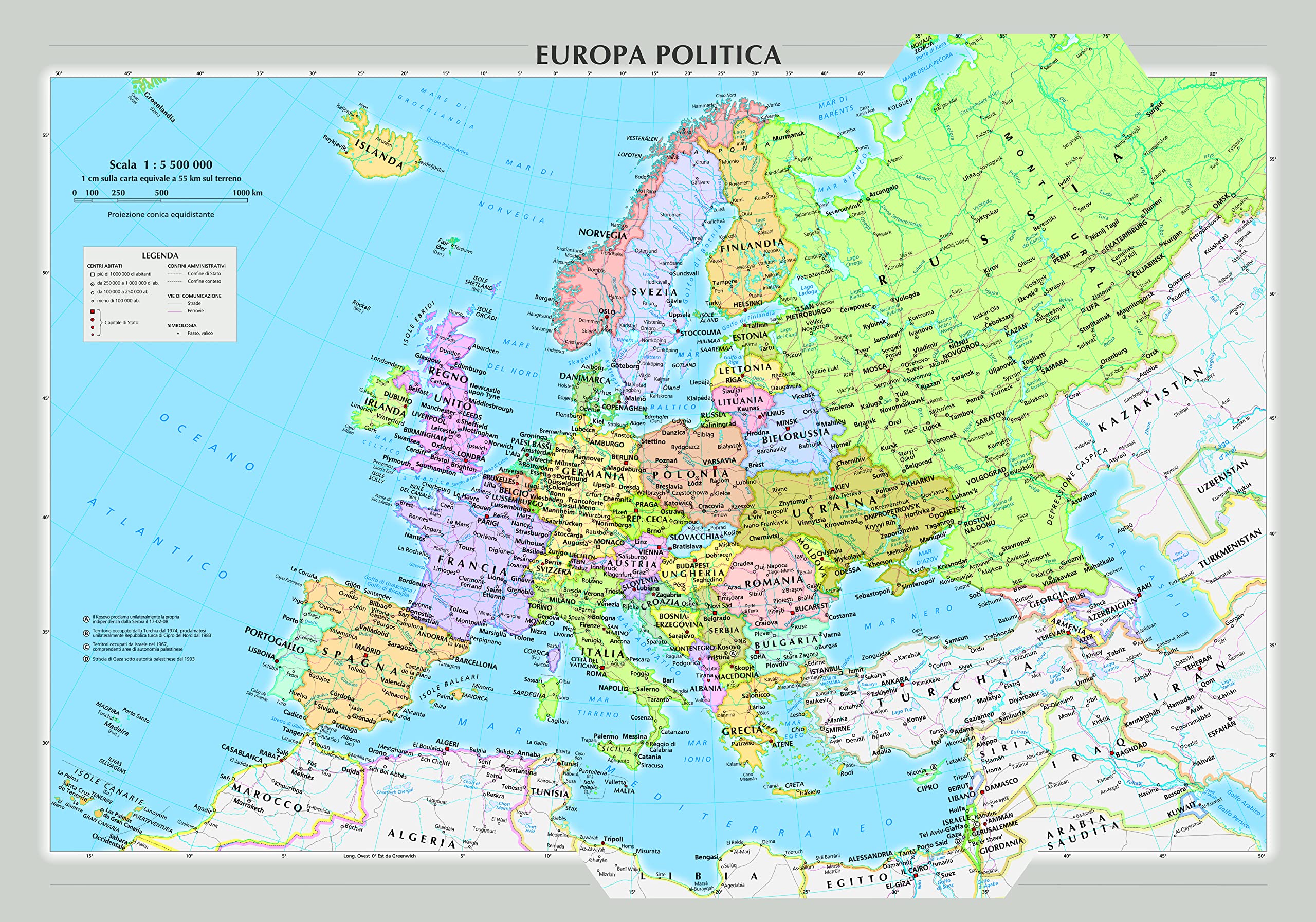 Europa fisica e politica (carta murale)